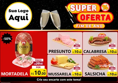 Modelo de Encarte para Encarte A4 Horizontal com o tema Super Oferta Fim de Ano para Frios e Laticínios