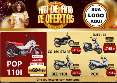 Modelo de Encarte para Encarte A4 Horizontal com o tema Fim de Ano de Ofertas para Concessionaria de Motos