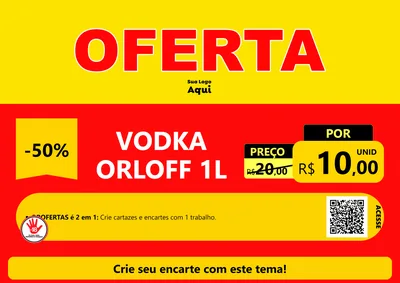Modelo de Cartaz para Cartaz A4 Horizontal com o tema OFERTA - Vermelho Cartaz para Distribuidora de bebidas