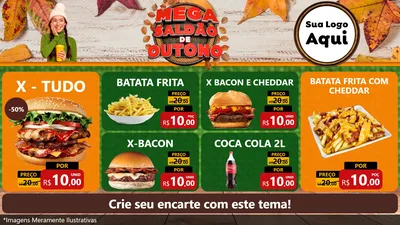 Modelo de TV para TV Horizontal com o tema Mega Saldão de Outono para Hamburgueria