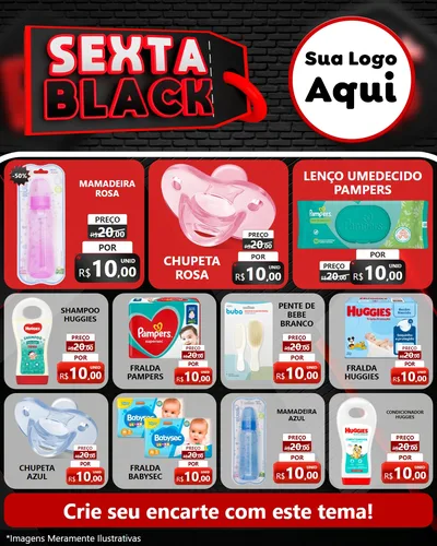 Modelo de Rede Social para Feed Instagram com o tema Sexta Black para Bebês