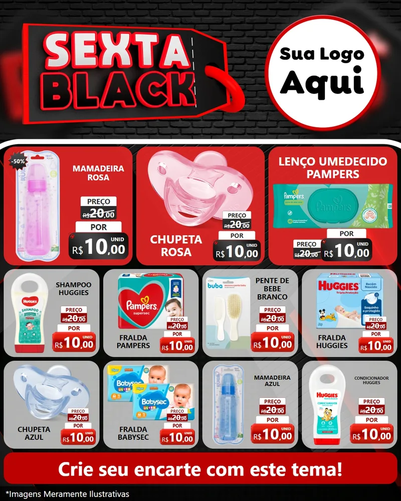 Modelo de Rede Social para Feed Instagram com o tema Sexta Black para Bebês