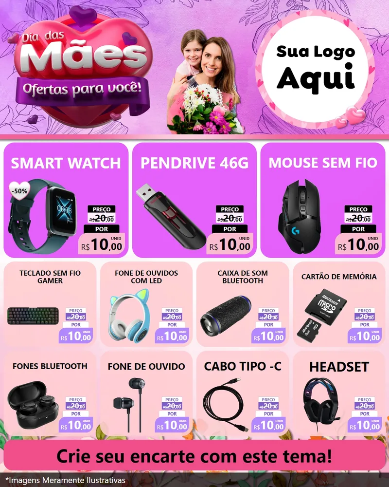 Modelo de Rede Social para Feed Instagram com o tema Dia das Mães Ofertas para Você! para Informática