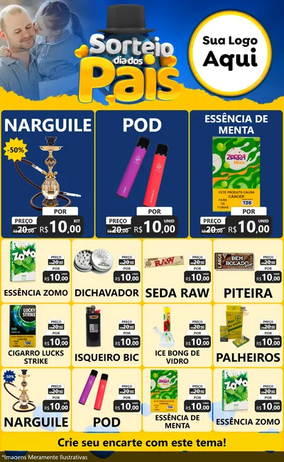 Modelo de Encarte para Encarte Grande com o tema Sorteio Dia Dos Pais para Tabacaria