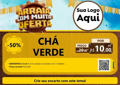 Modelo de Cartaz para Cartaz A4 Horizontal com o tema Ofertas de São João - Junina para Produtos Naturais