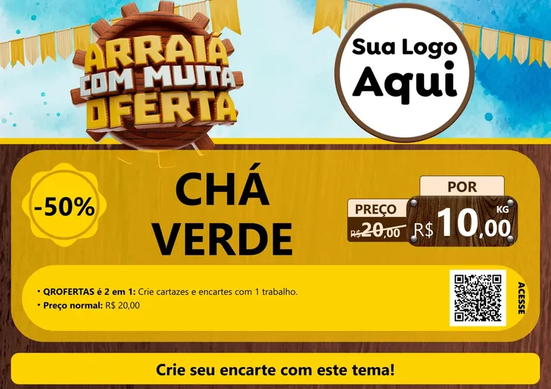 Modelo de Cartaz para Cartaz A4 Horizontal com o tema Ofertas de São João - Junina para Produtos Naturais