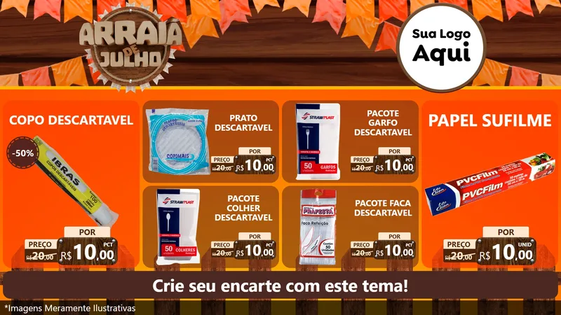 Modelo de TV para TV Horizontal com o tema Arraiá de Julho - Junina para Embalagens