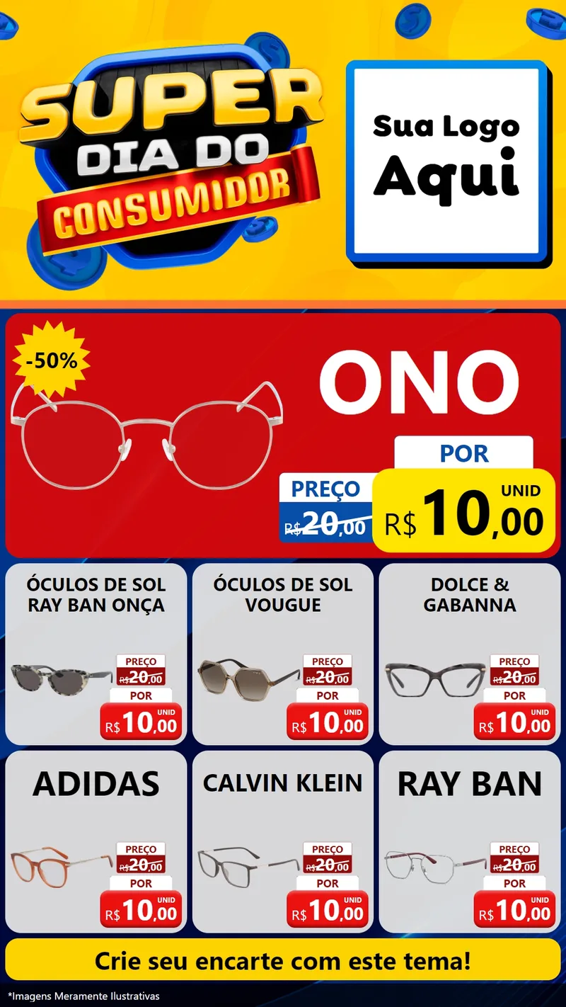 Modelo de Rede Social para Stories com o tema Super Dia do Consumidor para Óticas
