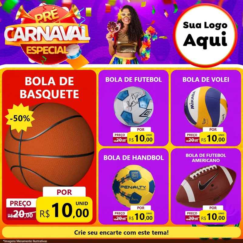 Modelo de Rede Social para Feed Facebook com o tema Pré-Carnaval Especial para Artigos Esportivos