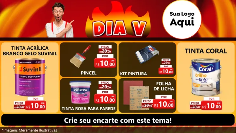 Modelo de TV para TV Horizontal com o tema Dia V para Tintas e Ferramentas