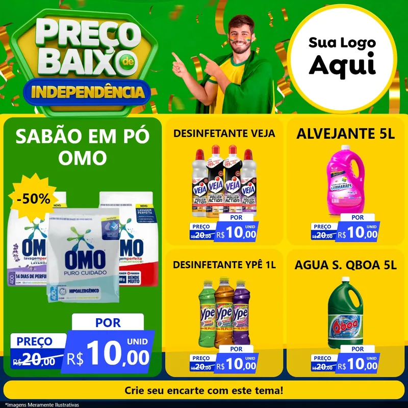 Modelo de Rede Social para Feed Facebook com o tema Preço Baixo de Independência para Produtos de Limpeza