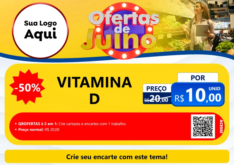 Modelo de Cartaz para Cartaz A4 Horizontal com o tema Ofertas de Julho para Farmácia