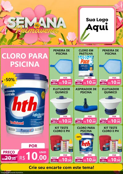 Modelo de Encarte para Encarte A4 Vertical com o tema Semana da Primavera para Produtos para Piscina
