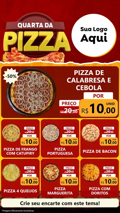 Modelo de Rede Social para Stories com o tema Quarta da Pizza para Pizzaria