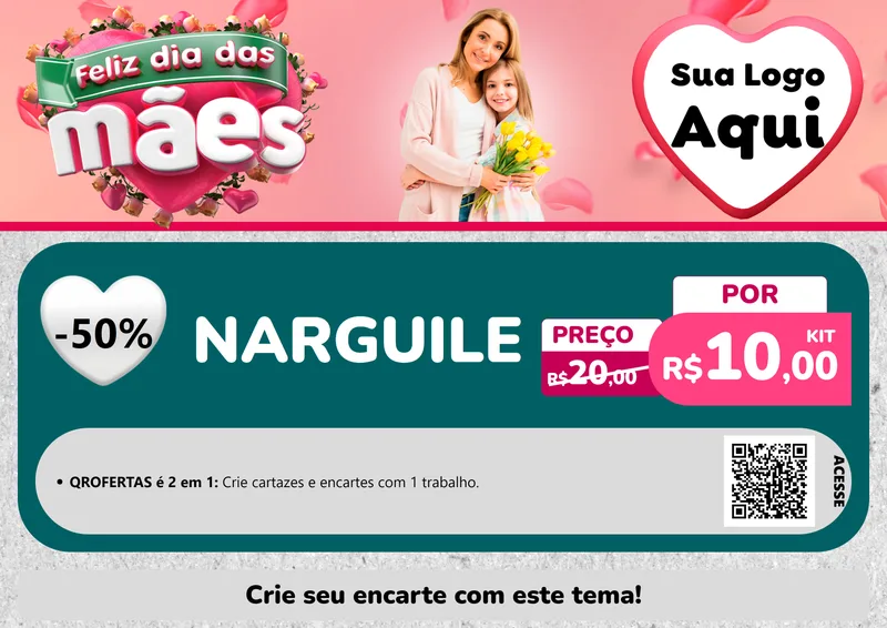 Modelo de Cartaz para Cartaz A4 Horizontal com o tema Feliz Dia das Mães para Tabacaria
