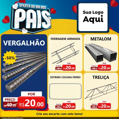 Modelo de Rede Social para Feed Facebook com o tema Oferta Do Dia Dos Pais para Ferragens