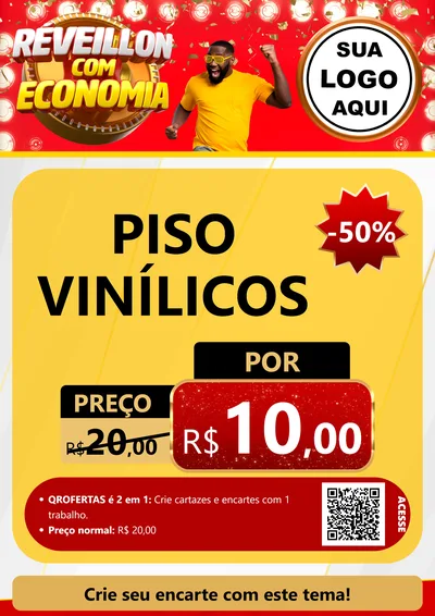 Modelo de Cartaz para Cartaz A4 Vertical com o tema Réveillon com Economia para Material para Construção