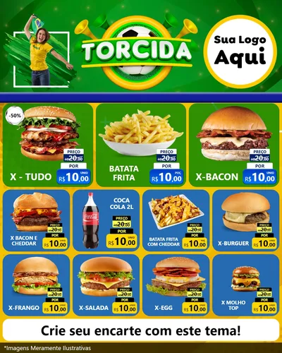 Modelo de Rede Social para Feed Instagram com o tema Torcida para Hamburgueria