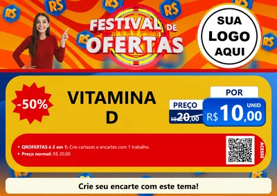 Modelo de Cartaz para Cartaz A4 Horizontal com o tema Festival de Ofertas para Farmácia