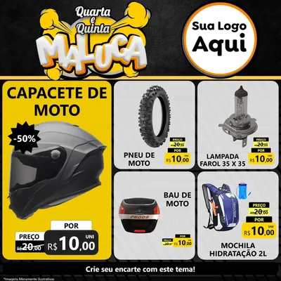Modelo de Rede Social para Feed Facebook com o tema Quarta e Quinta Maluca para Moto peças