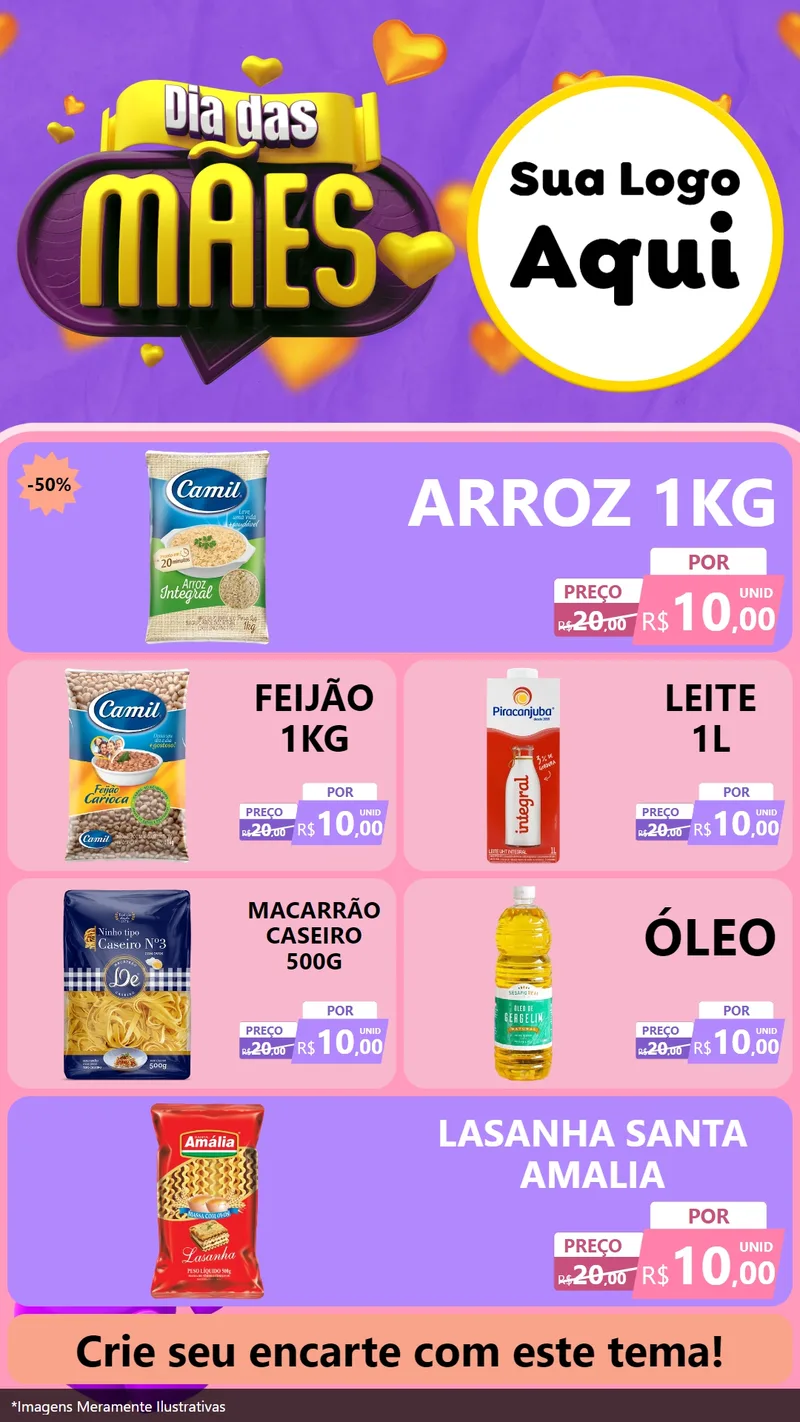 Modelo de TV para TV Vertical com o tema Dia das Mães para Supermercado