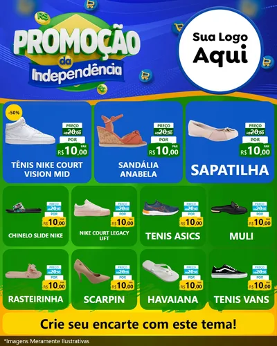 Modelo de Rede Social para Feed Instagram com o tema Promoção da Independência para Calçados
