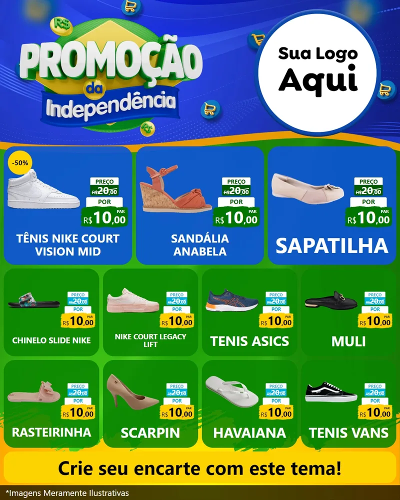 Modelo de Rede Social para Feed Instagram com o tema Promoção da Independência para Calçados