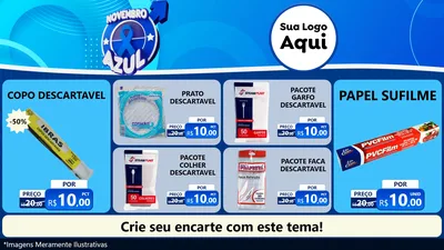 Modelo de TV para TV Horizontal com o tema Novembro Azul para Embalagens