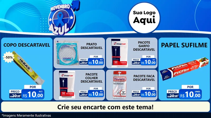 Modelo de TV para TV Horizontal com o tema Novembro Azul para Embalagens