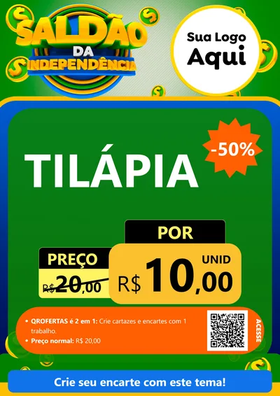Modelo de Cartaz para Cartaz A4 Vertical com o tema Saldão da Indepêndencia para Peixaria