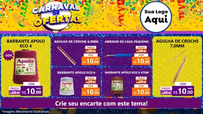 Modelo de TV para TV Horizontal com o tema Carnaval de Ofertas para Armarinho e Aviamentos