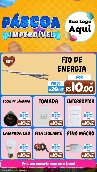 Modelo de Rede Social para Stories com o tema Páscoa Imperdível para Materiais Elétricos