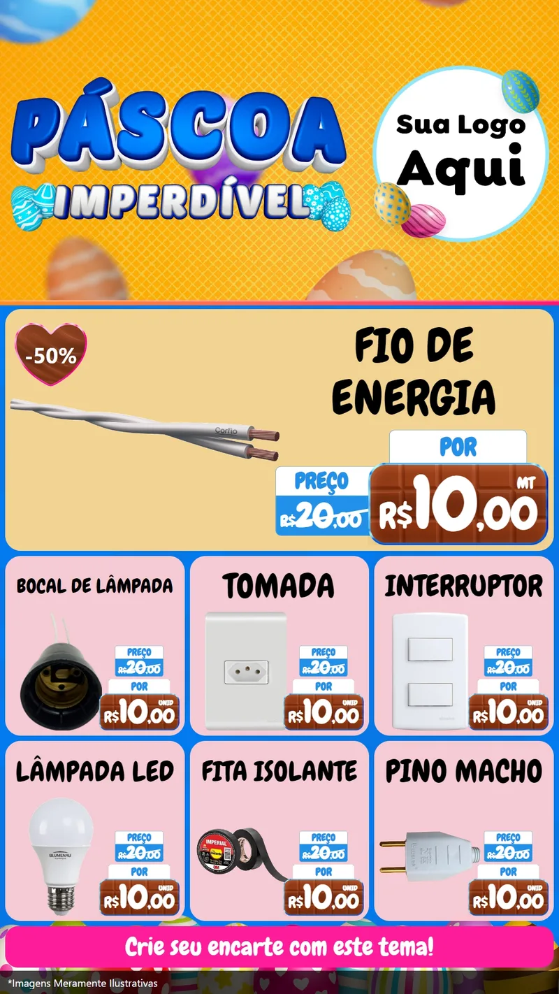 Modelo de Rede Social para Stories com o tema Páscoa Imperdível para Materiais Elétricos