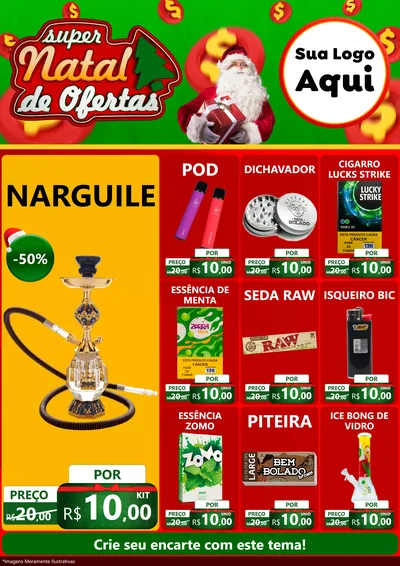Modelo de Encarte para Encarte A4 Vertical com o tema Super Natal de Ofertas para Tabacaria