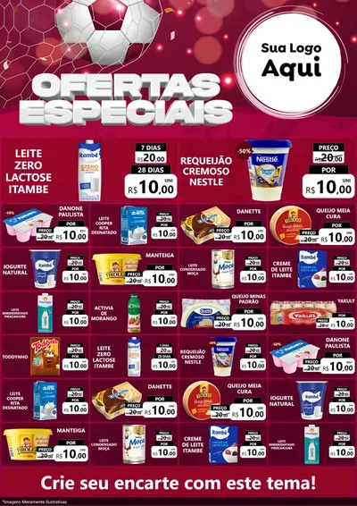 Modelo de Encarte para Encarte A4 Vertical com o tema Ofertas Especiais - Futebol para Frios e Laticínios
