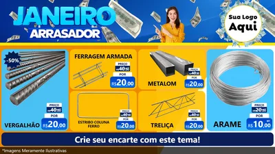 Modelo de TV para TV Horizontal com o tema Janeiro Arrasador para Ferragens