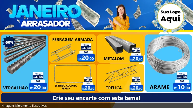 Modelo de TV para TV Horizontal com o tema Janeiro Arrasador para Ferragens