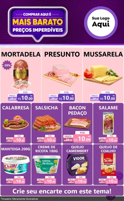 Modelo de Encarte para Encarte Grande com o tema Mais Barato para Frios e Laticínios