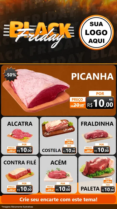 Modelo de Rede Social para Stories com o tema Black Friday para Açougue