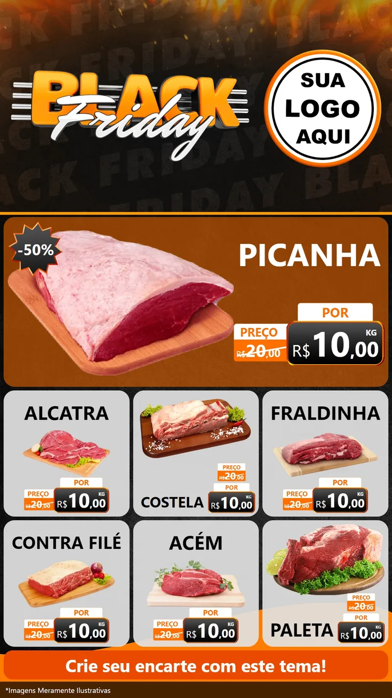 Modelo de Rede Social para Stories com o tema Black Friday para Açougue