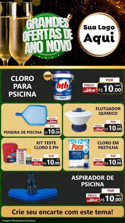 Modelo de TV para TV Vertical com o tema Grandes Ofertas de Ano Novo para Produtos para Piscina