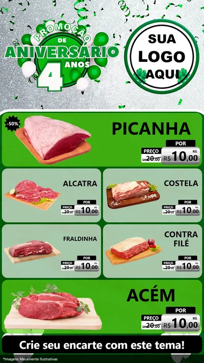 Modelo de TV para TV Vertical com o tema Promoção de Aniversário - 4 Anos para Açougue