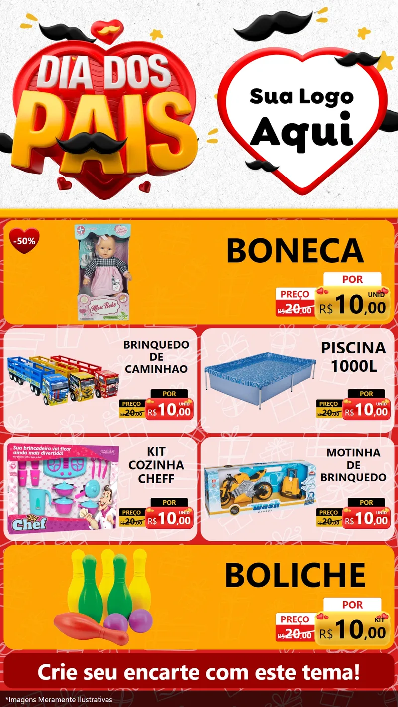 Modelo de TV para TV Vertical com o tema Dia dos Pais para Brinquedos