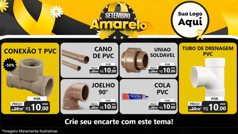 Modelo de TV para TV Horizontal com o tema Setembro Amarelo para Tubos e conexões