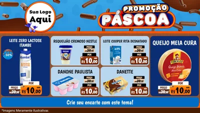 Modelo de TV para TV Horizontal com o tema Promoção Páscoa para Frios e Laticínios