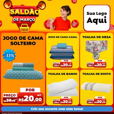 Modelo de Rede Social para Feed Facebook com o tema Saldão de Março para Cama, Mesa e Banho