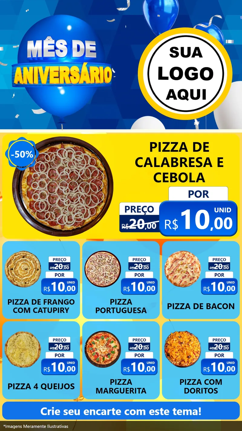 Modelo de Rede Social para Stories com o tema Mês de Aniversário para Pizzaria