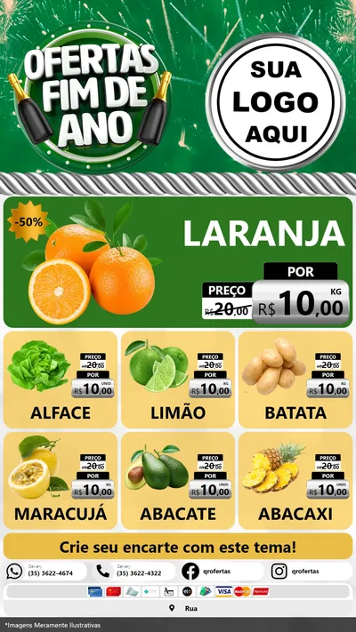 Modelo de Rede Social para Stories com o tema Ofertas Fim de Ano para Hortifrúti