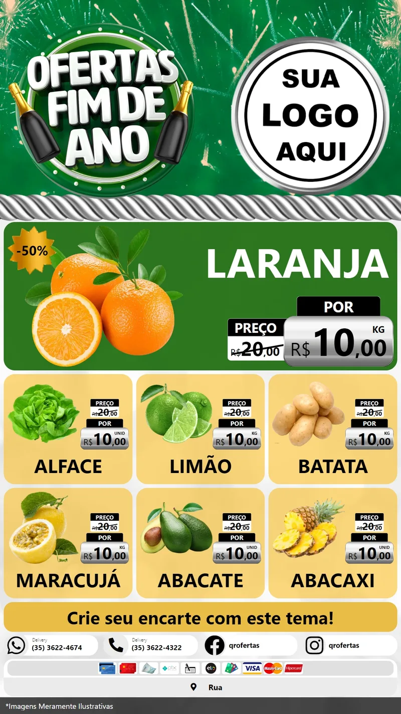 Modelo de Rede Social para Stories com o tema Ofertas Fim de Ano para Hortifrúti