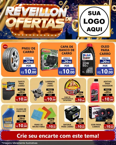 Modelo de Rede Social para Feed Instagram com o tema Réveillon de Ofertas para Auto peças